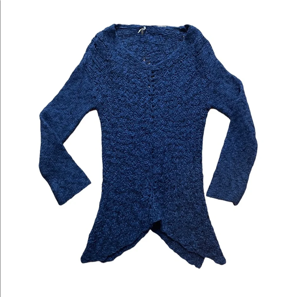 Free People | Blue Open Knit Sweater